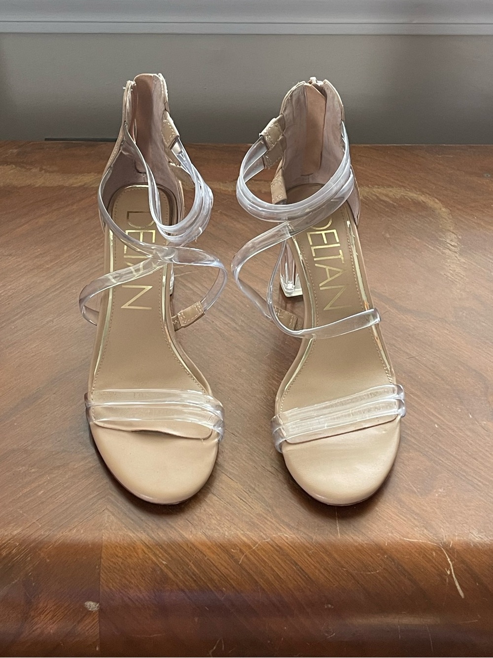 Delta Clear-Strap Nude Heeled Sandals